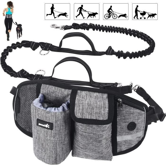 Pecute Laisse Chien Laisse Mains Libres Chien Jusqu'à 110kg Absorption de Choc, Confortable, Couture Réfléchissante, Idéal pour 52