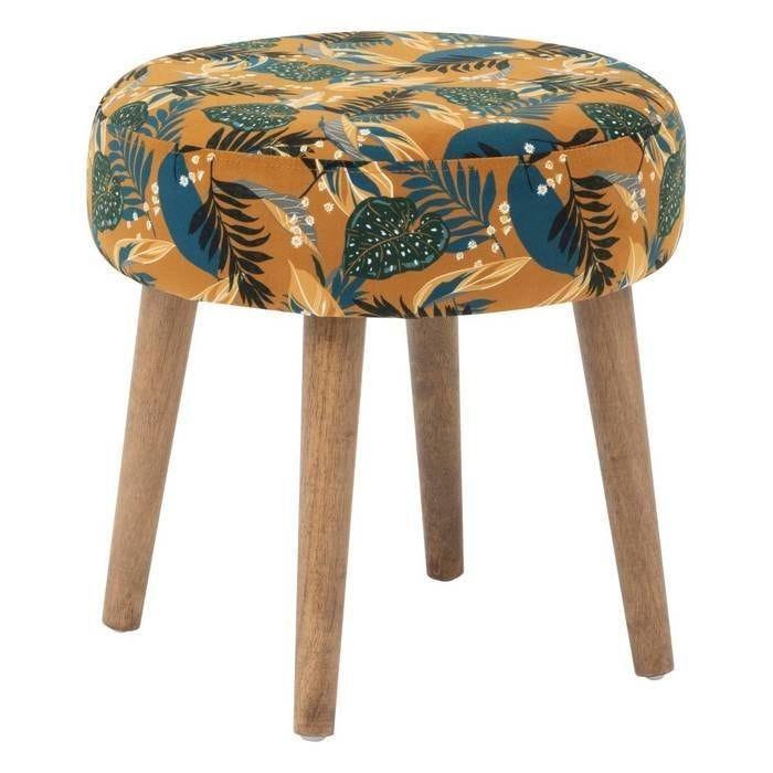 Tabouret "Sango" ocre - Atmosphera createur d'interieur - Multicolore