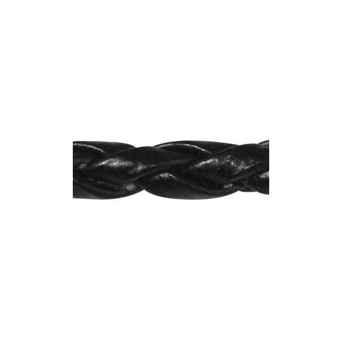 Ruban tressé en cuir synthétique - 3 mm - Noir - 1,5 m - Rayher