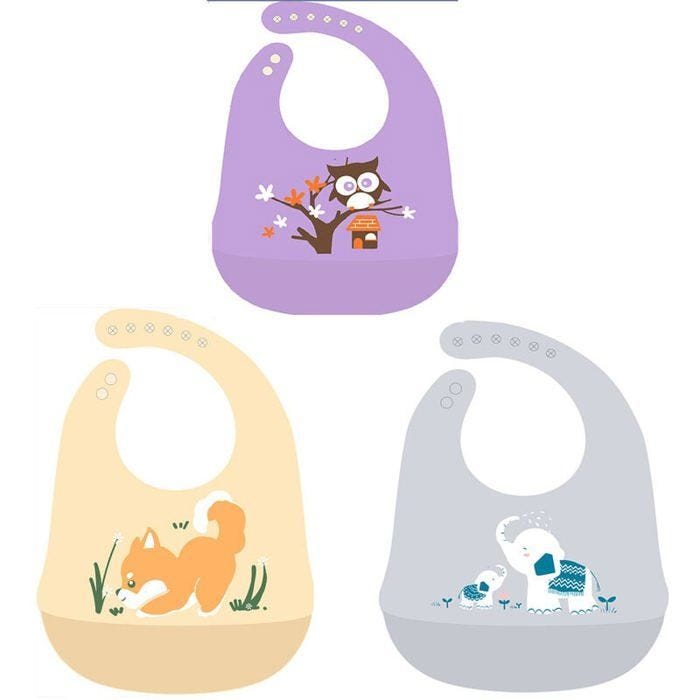 Lot de 3 Bavoirs en Silicone Impermables pour Bb Bac dgouttement Nettoyage Facile couleurs multiples YYV