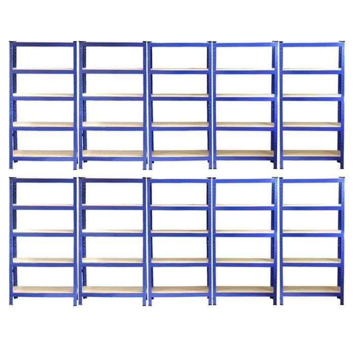 Monster Racking - 10 Rayonnages T-Rax Bleus 75cm x 30cm x 150cm