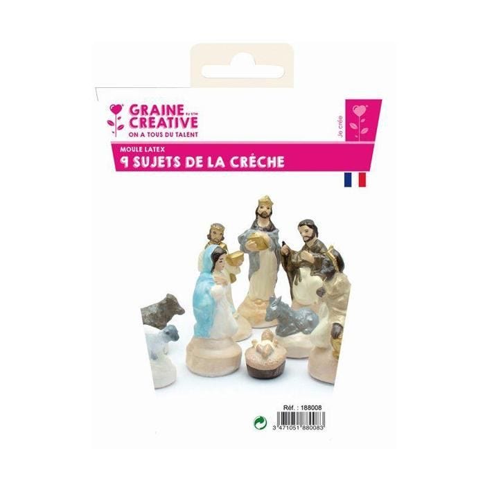 Moules en latex - La Crèche - Lot de 9 - Réutilisables - Pour plâtre et céramique - Mixte