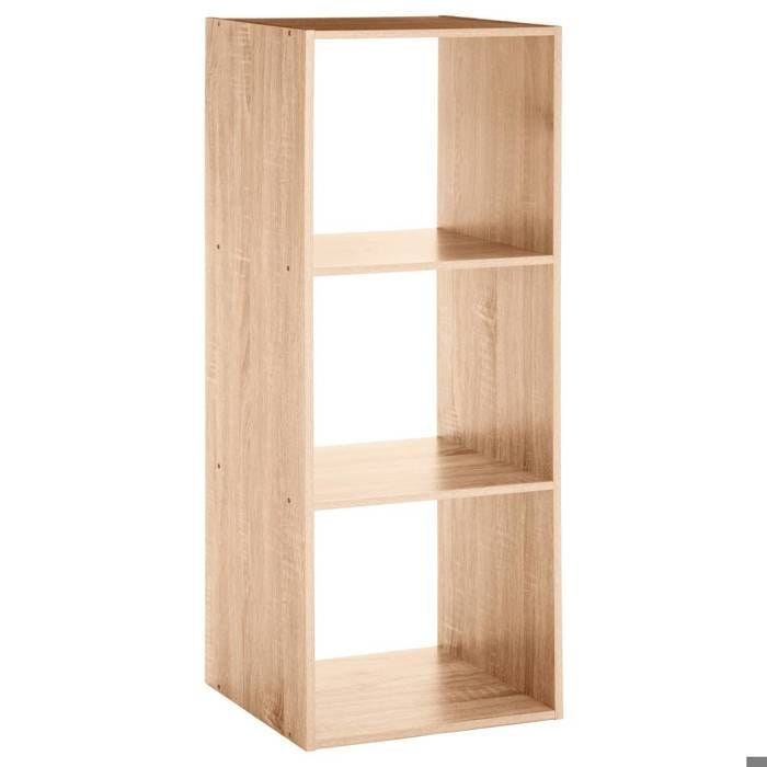 5five - étagère colonne 3 cases "mix n modul" effet chêne naturel