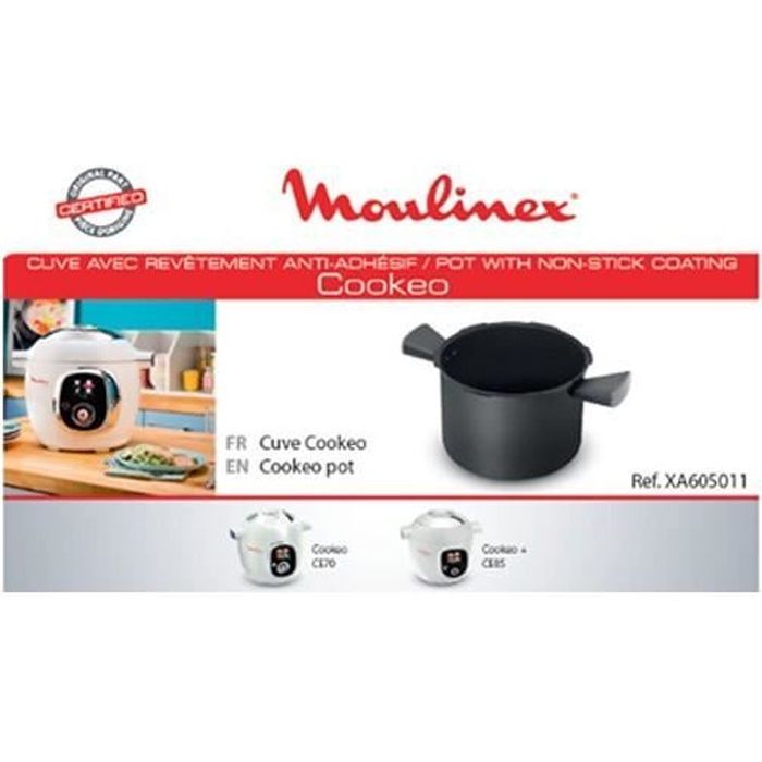 Accessoire cuve + 2 poignées pour cuiseur vapeur Cookeo Moulinex - Noir - Compatible lave-vaisselle