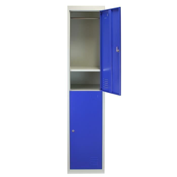 Casier - MonsterShop - 2 Portes - Verrouillable - Acier robuste - Salle de Sport, École