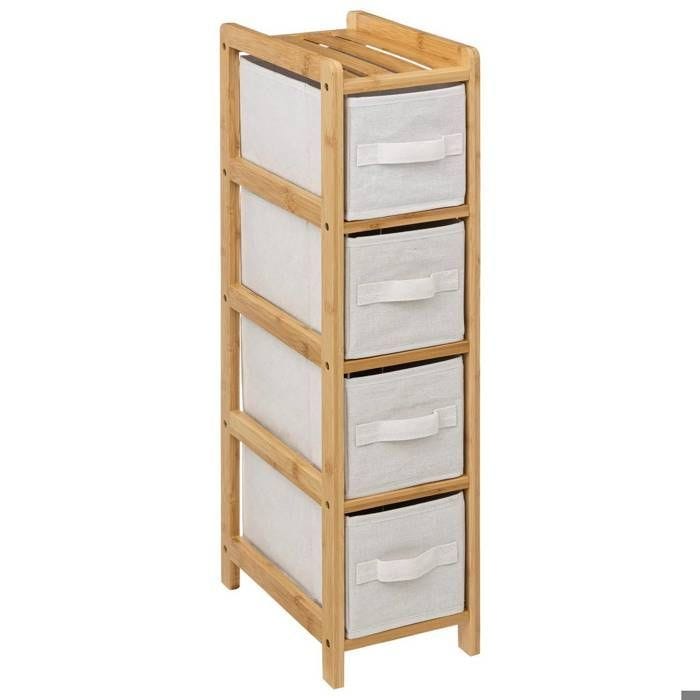 5five - étagère fine avec 4 paniers "tidy box" en bambou