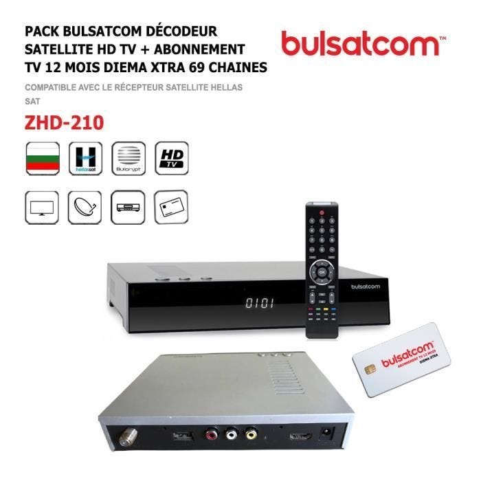 Décodeur Satellite HD - Bulsatcom - ZHD-210 - Abonnement 12 Mois - 69 Chaînes - Sportif et Généraliste