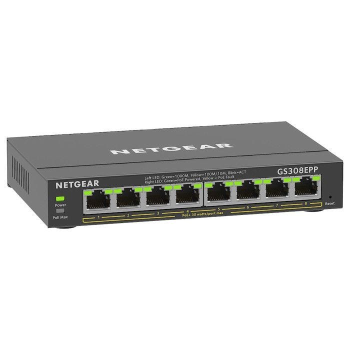 Switch Ethernet PoE 8 Ports - NETGEAR - GS308EPP - Smart Manageable - Silencieux - 124 W