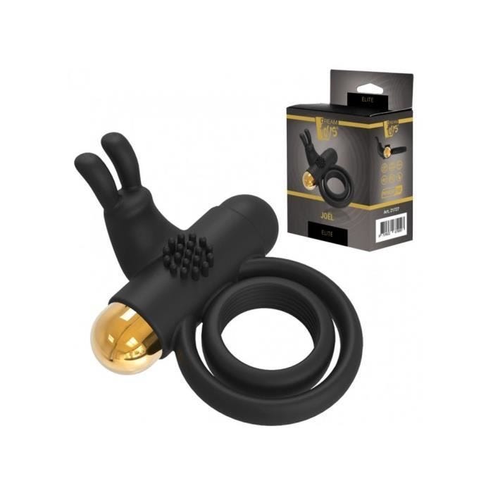 Double Cockring - DREAM TOYS - Elite Joel - Rechargeable - 7 Vibration - Silicone Noir et Or