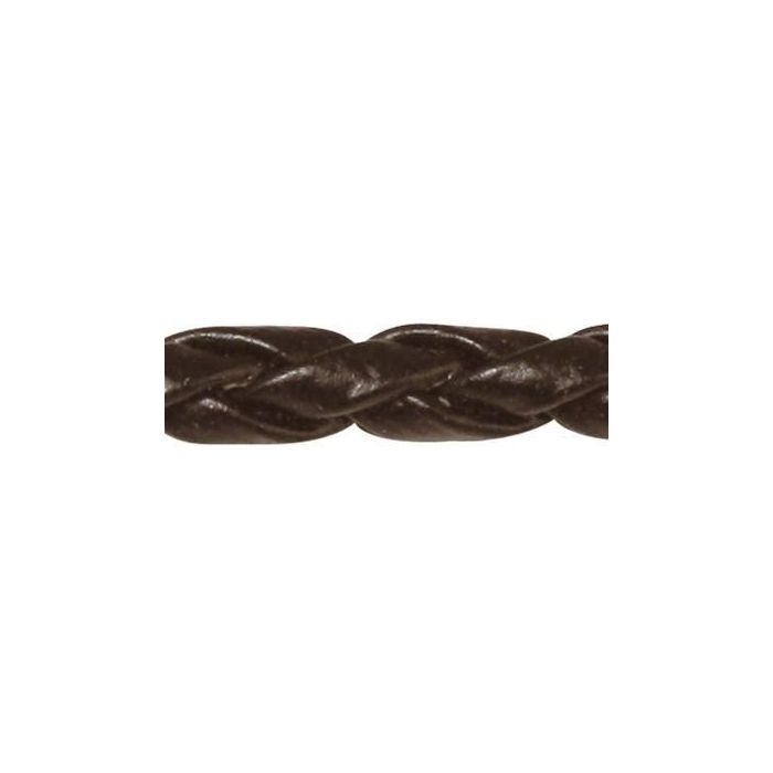 Ruban tressé en cuir synthétique - 3 mm - Brun foncé - 1,5 m - Rayher