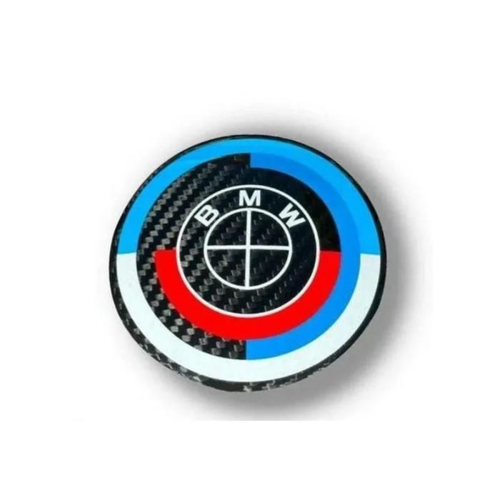 KIT 7 Badge LOGO Embleme BMW Édition 50e Anniversaire Capot 82mm+ Coffre 74mm +Volant + 4 X Cache Moyeu 68mm