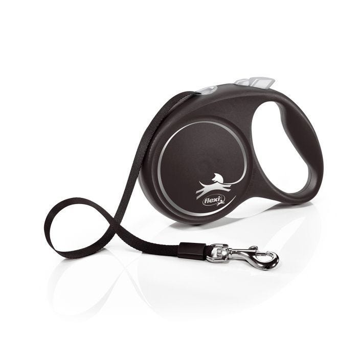 Laisse - FLEXI - Black Design L Tape - 5m - pour chien jusqu'à 50kg