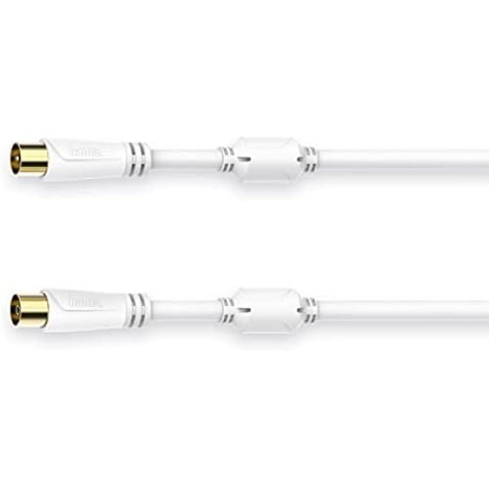 Cordon d'antenne - HAMA - 5,0 m - Doré - 100 DB - Coaxial mâle/femelle