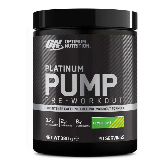 Pre-workout sans caféine Optimum Nutrition - Platinum Pump Pre-Workout - Lemon Lime 380g