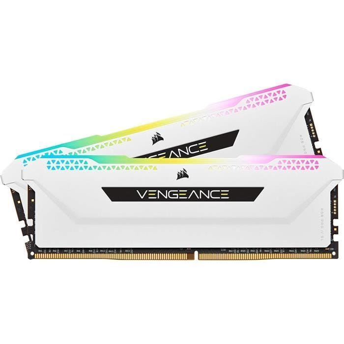 Mémoire RAM - CORSAIR - Vengeance RGB Pro SL DDR4 - 32GB 2x16GB DIMM - 3200 MHz - 1.35V - Blanc (CMH32GX4M2E3200C)