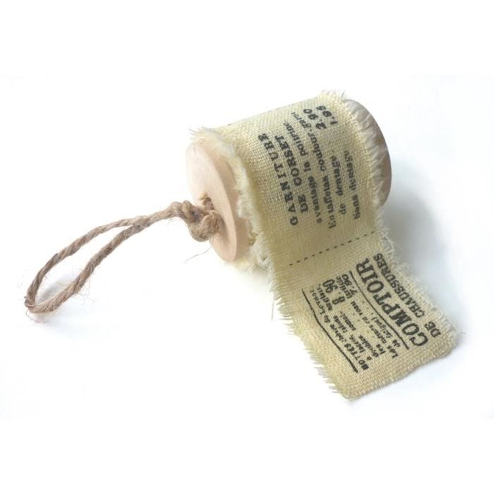 Ruban tissu imprimé - Graines créatives - Écru news - 4 cm de large - 90 cm de long - Vintage sophistiqué