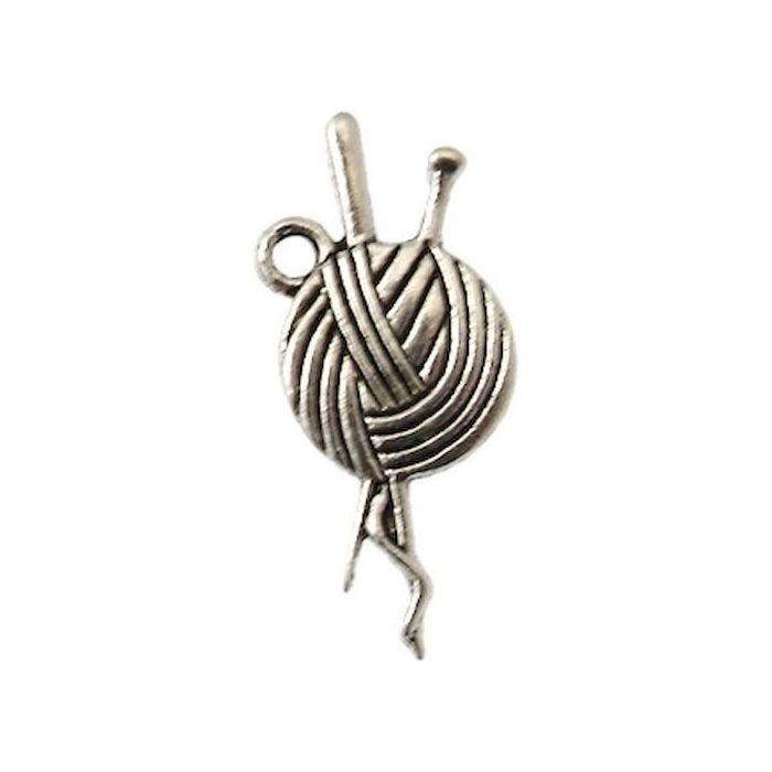 Breloque - MÉGACRÉA - Pelote de laine - Argenté - Métal sans nickel - 26x12 mm