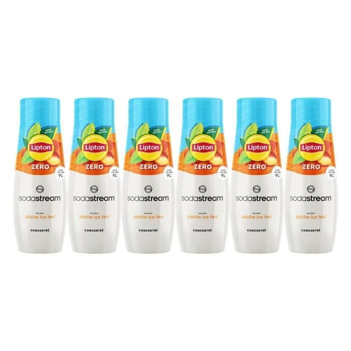 Concentrés SODASTREAM - Lot de 6 concentrés Lipton Ice Tea Zéro sucres - Jusqu'à 54L de boissons - 440ml