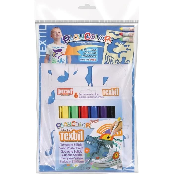 Lot De 6 Playcolor Textil Pocket + 2 Pochoirs Garcon - {couleur}