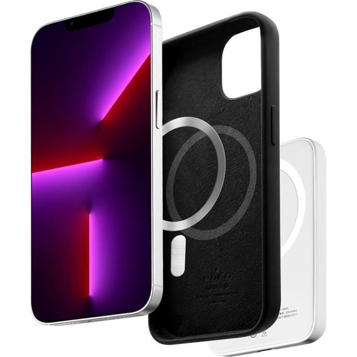 Coque Silicone - PURO - iPhone 12 / 12 Pro - Noir - Souple - Compatible MagSafe