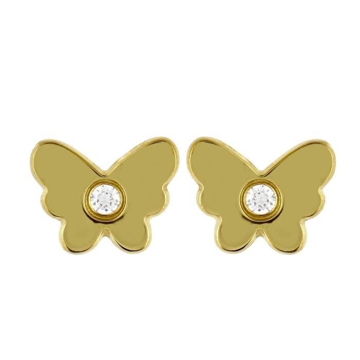 Toutes les boucles d'oreilles enfant - BRILLAXIS - Boucles d'oreilles Brillaxis à vis papillon - Couleur de la matière:Jaune