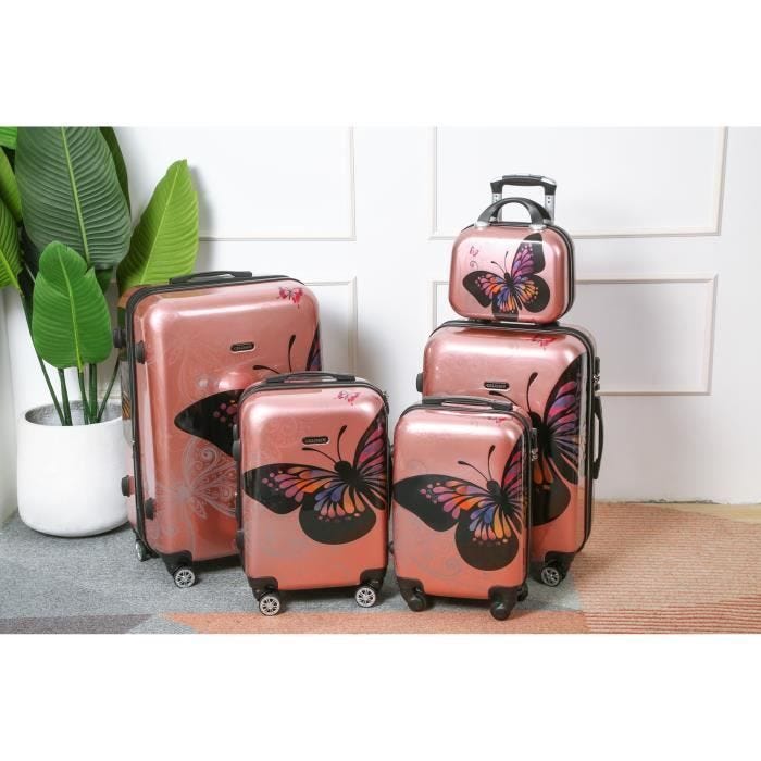CELIMS FRANCE - Set de Valise 4 Pièces | Lot de Valise | Valise avec Vanity | Polycarbonate | Rose Gold
