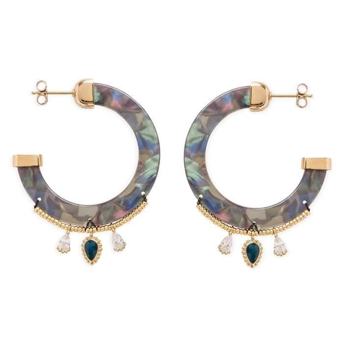 Boucles d'oreilles femme - HIPANEMA - Flavia blue - Demi-créole