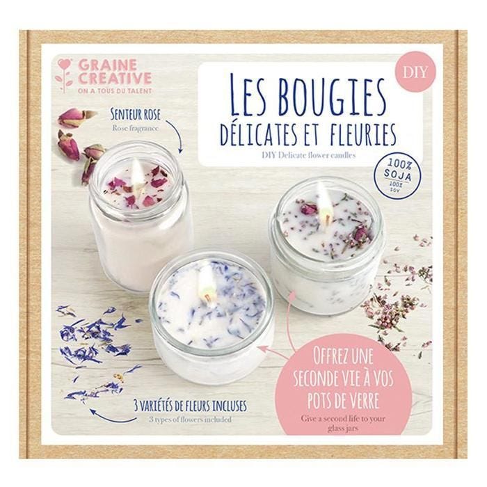 Kit Créatif Bougies - Graine Creative - Fleurs séchées - Multicolore - Cire - Pour enfants et adultes