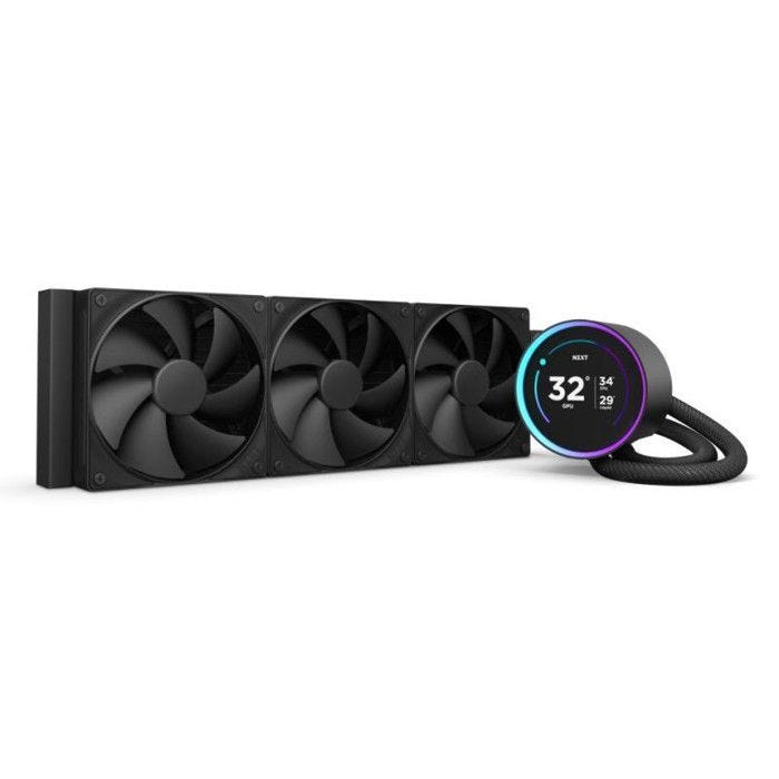 NZXT Kraken Elite 360 - Refroidisseur de Liquide CPU AIO - Radiateur 360mm - 3 x Ventilateurs F120P - IPS LCD 2,72 Personnalisable