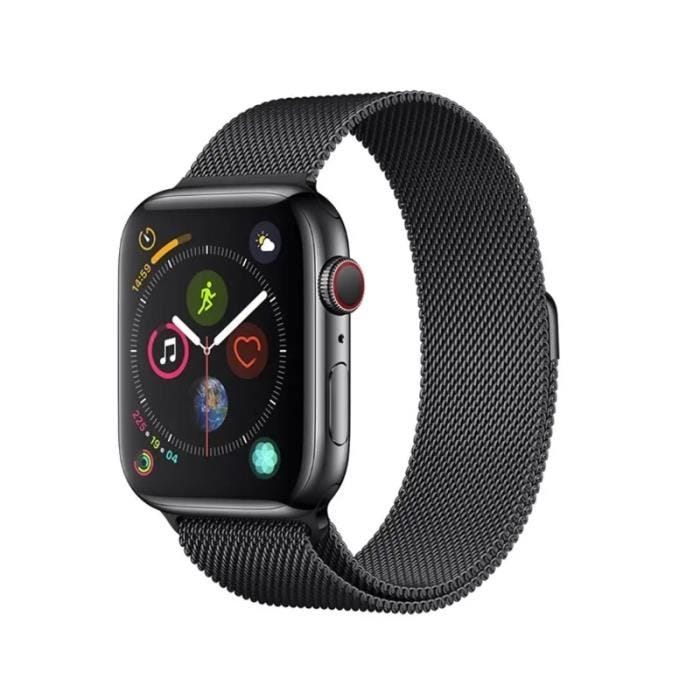 Bracelet pour Apple Watch - DEVIA - Maille Milanaise - Noir - Acier inoxydable - Mixte