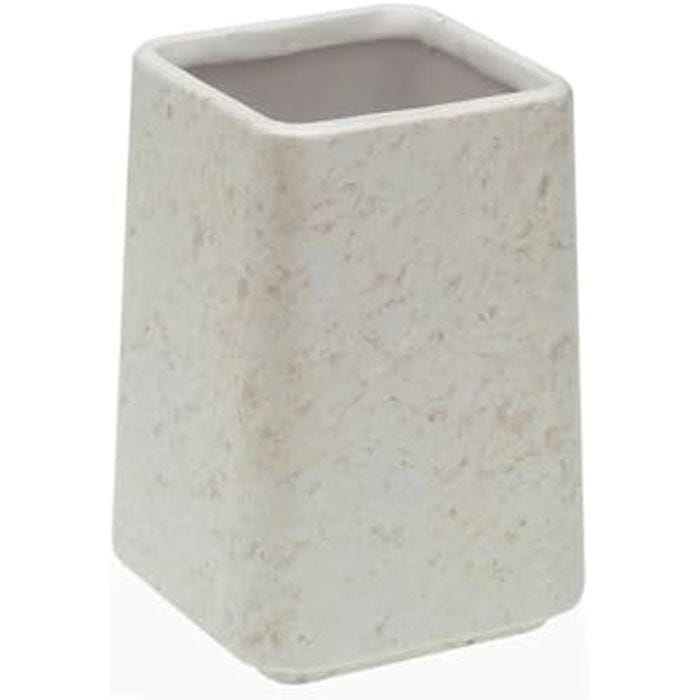 Porte-Brosse à Dents - VERSA - Blanc - Céramique - Plastique - 8,5 x 8,5 x 11,5 cm
