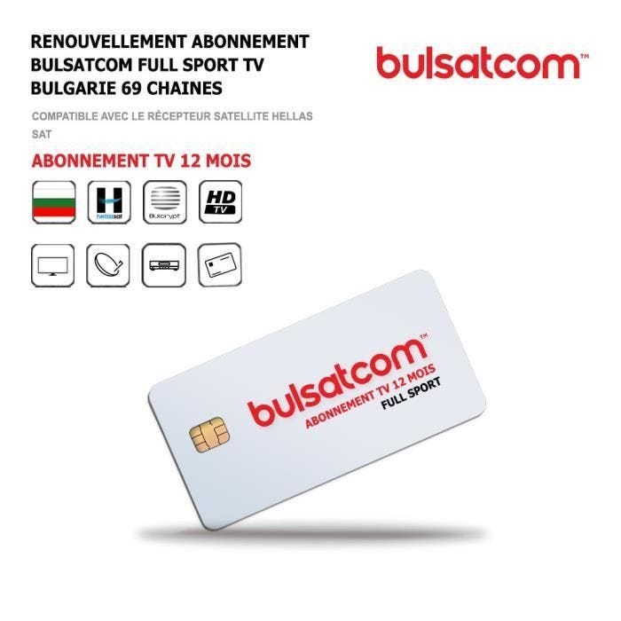 Abonnement Bulsatcom 12 Mois - HD4K - 69 Chaines Satellite - Eurosport HD - Nova Sport - Sport 1+ HD