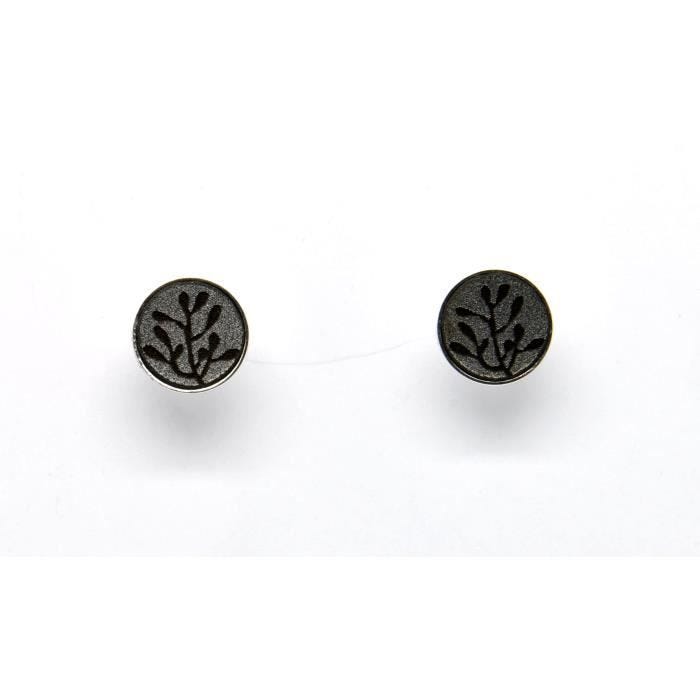 Boucles d'oreille Turis Feuillage (1 cm) - Demiim Gris