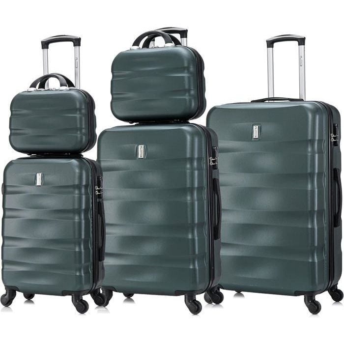 CELIMS FRANCE - Set de Valise 5 Pièces Aerowave | Ensemble de Valises | Cadenas | Legère et Rigide | Vert