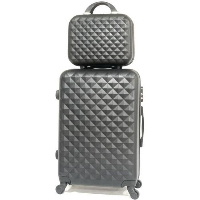 CELIMS - Valise Week-End Set Moyenne avec Vanity / Trousse de Toilette 35cm Rigide et Légère | Taille Soute 20kg 65cm | Noir