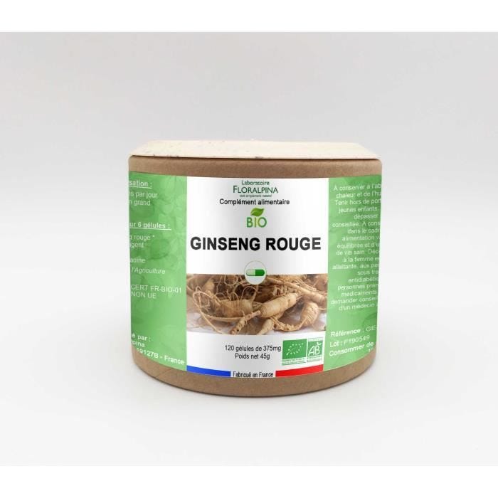 Ginseng Rouge BIO 120 Gélules - Tonus et Vitalité Naturels