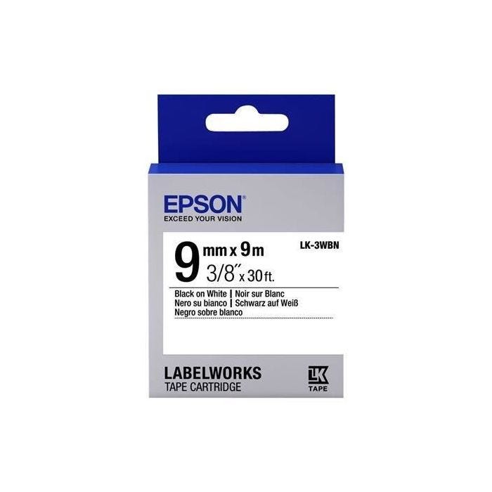 Bande d'étiquettes EPSON LC-3WBN - Noir / blanc - pour Epson LabelWorks - Rouleau (0,9 cm x 9 m)
