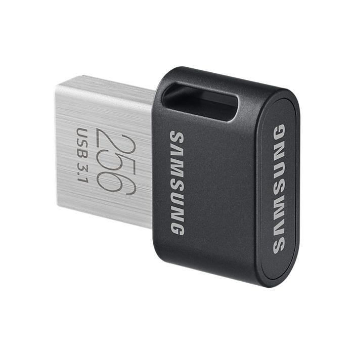 Clé USB - Samsung - FIT Plus - 256 Go - USB 3.1 Gen 1 - Pivotant - Noir, Acier inoxydable