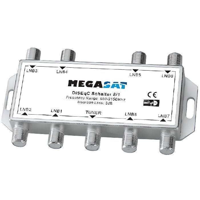 Commutateur DiSEqC 8/1 - Megasat - 8 Entrées - 1 Sortie - Full HD - 3D - 4K
