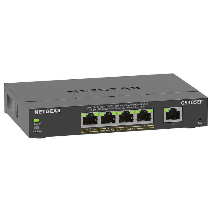 Switch Ethernet PoE 5 Ports - NETGEAR - GS305EP - Smart Manageable - Silencieux - 4 Ports PoE+