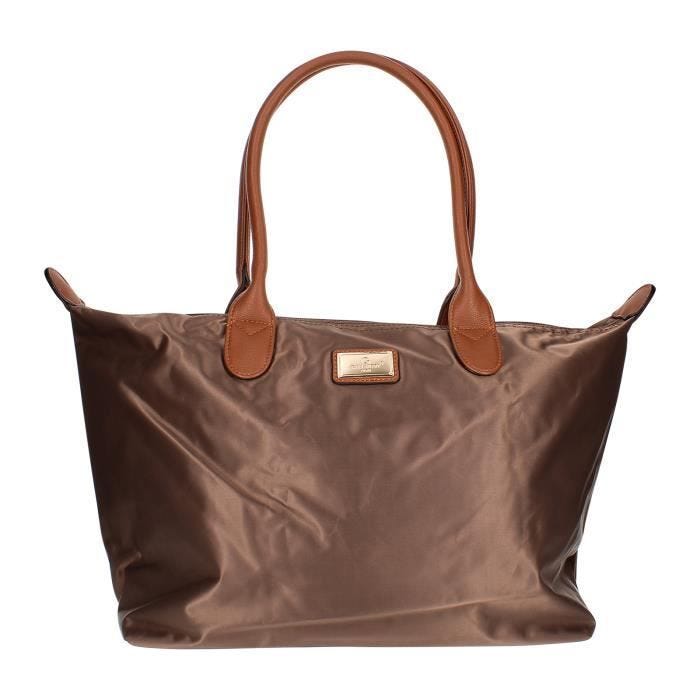 Sac à main cabas grande taille en Polyestere - Gallantry Paris - Camel