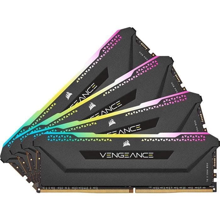 CORSAIR Mémoire PC DDR4 - VENGEANCE RGB PRO SL 32Go (4x8Go) - 3200Mhz - CAS 16 (CMH32GX4M4E3200C16)