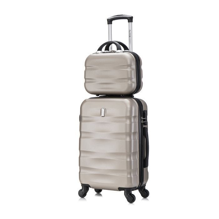 CELIMS FRANCE - Valise Cabine 55x35x25 Easyjet avec Vanity Aerowave | Valise Cabine 55cm | ABS | Cadenas Intégrée | Champagne