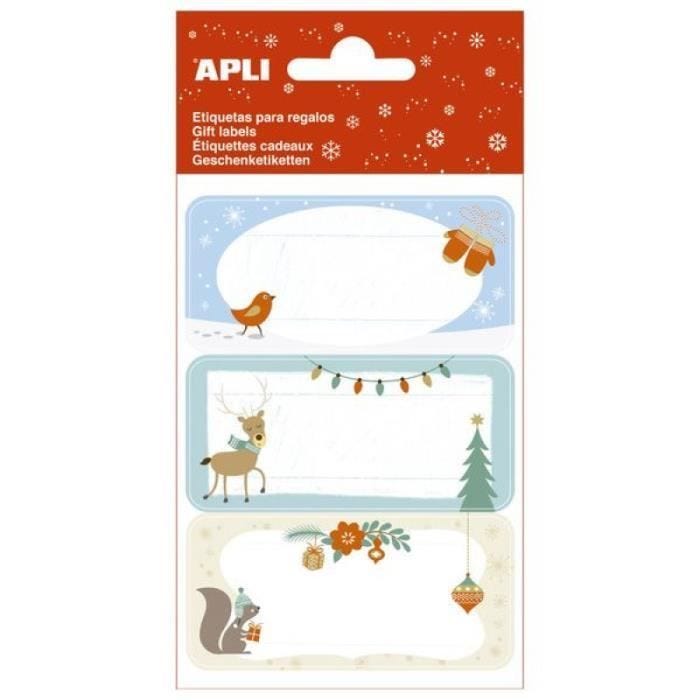 Etiquettes cadeaux Noël - Apli Agipa - Ecureuils - 3 feuilles - 9 unités - Expédition France