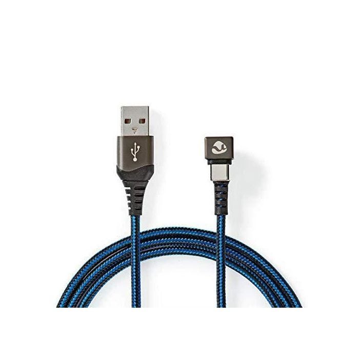 Câble USB 2.0 - Nedis - Connecteur pour Jeu 180° - 2,0 m - Rond - Tressé - Noir