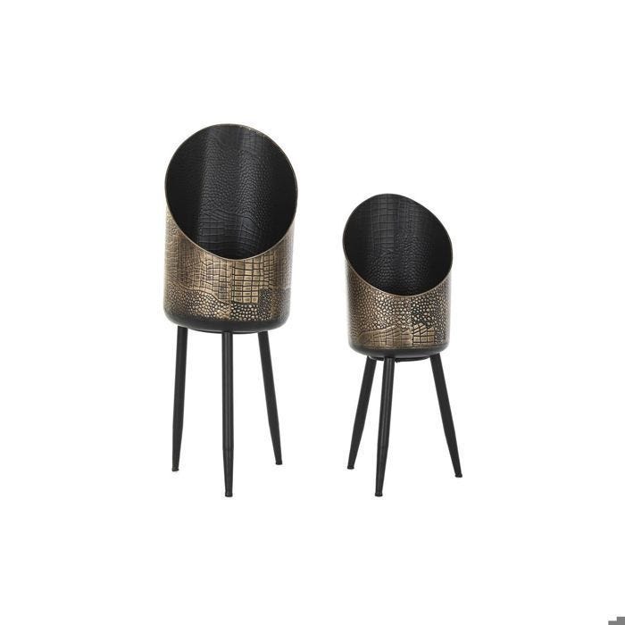 Set de pots - DKD Home Decor - Vintage - Noir - Cuivre - 26x26x70 cm (x2)