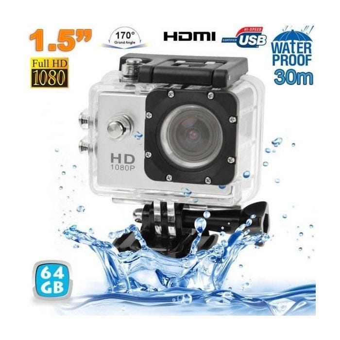 Caméra Sport Étanche - MARQUE - Modèle - HD 1080P - 12MP - Étanche jusqu'à 30m