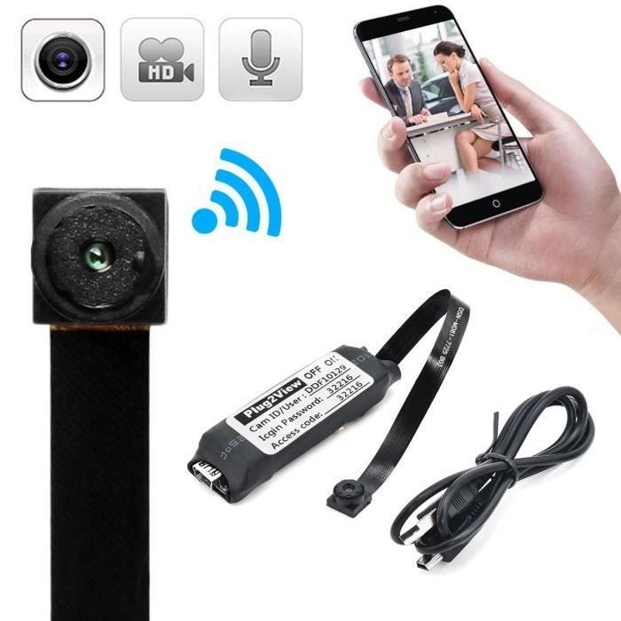 Mini Caméra Espion Wifi HD 1080P Détection de Mouvement Smartphone Iphone Pc USB +SD 4Go YONIS