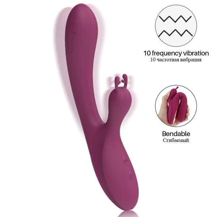 Vibromasseur, Massage double tête, Sëxtôy, 10 modes, silicone flexible étanche pour soulager la fatigue physique (Violet)