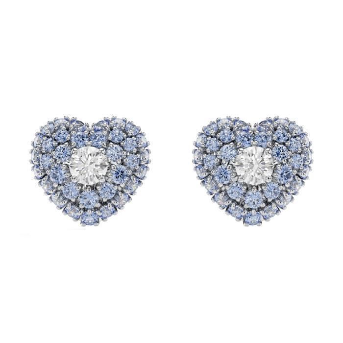 Boucles d'oreilles - Swarovski - Hyperbola - Coeur bleu - Cristal blanc - Élégantes et scintillantes